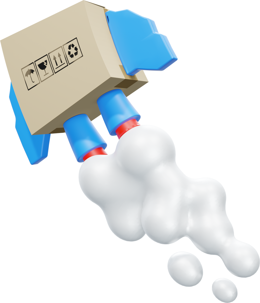 3D Rocket Cardboard Illustration